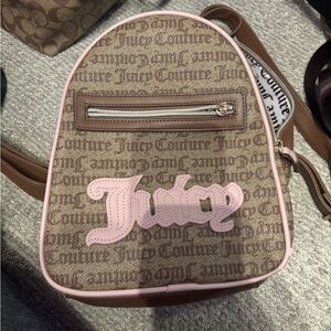 Juicy Couture Tan and Pink Logo Backpack